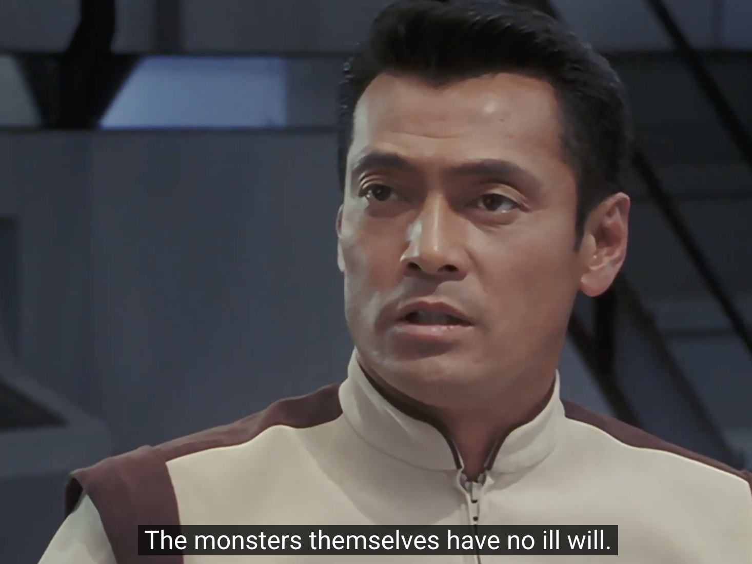 Commander Ishimuro says monsters themselves have no ill will in Ultraman Gaia episode 44, the same logic we ignore when culling animals